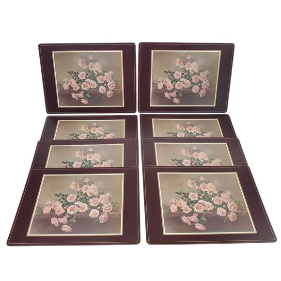 Pimpernel Set Of 8 Floral Cork-Backed Placemats With Rose Bouquet Design - Made - Picture 1 of 7